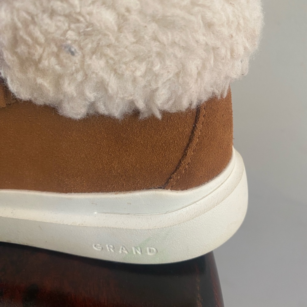 Cole Haan Zero Grand Brown Ankle Boots with Cream Fur - Picture 4 of 6
